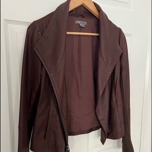 Vince Oxblood Burgundy Leather Scuba Jacket XS
